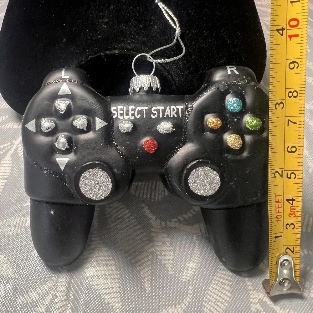 Robert Stanley Blown Glass Christmas Tree Video Game Controller Ornament‎ Black
